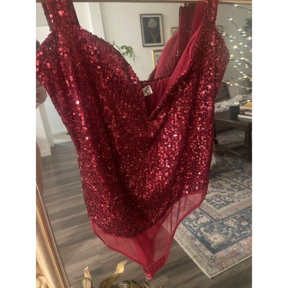 Free People Sparks Fly Sequin Body Suit SZ Medium - Picture 3 of 9
